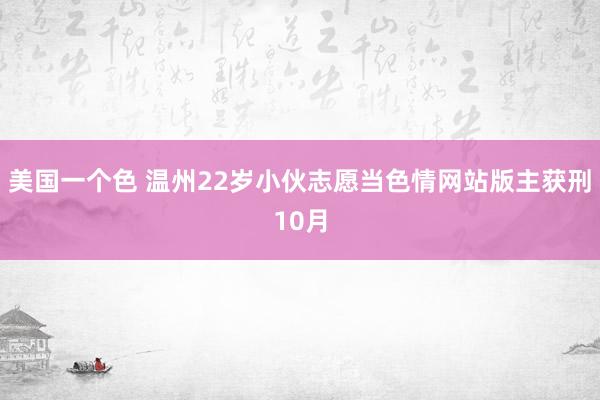 美国一个色 温州22岁小伙志愿当色情网站版主获刑10月