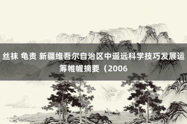 丝袜 龟责 新疆维吾尔自治区中遥远科学技巧发展运筹帷幄摘要（2006