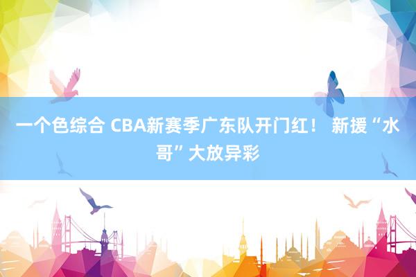 一个色综合 CBA新赛季广东队开门红！ 新援“水哥”大放异彩